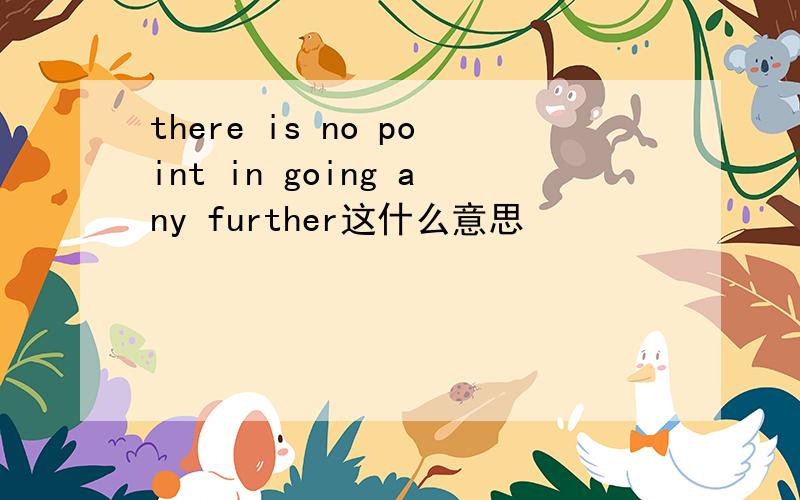 there is no point in going any further这什么意思