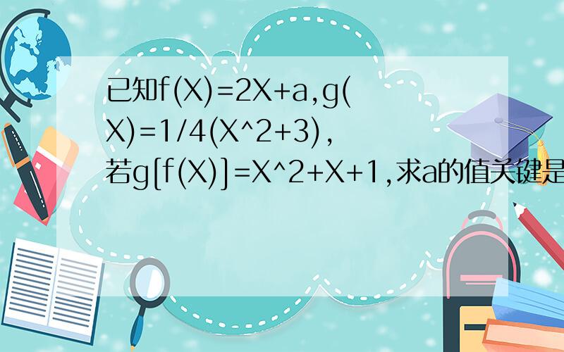 已知f(X)=2X+a,g(X)=1/4(X^2+3),若g[f(X)]=X^2+X+1,求a的值关键是x²+ax+1/4(a²+3)=x²+x+1,这个式子怎么解出a=1的!