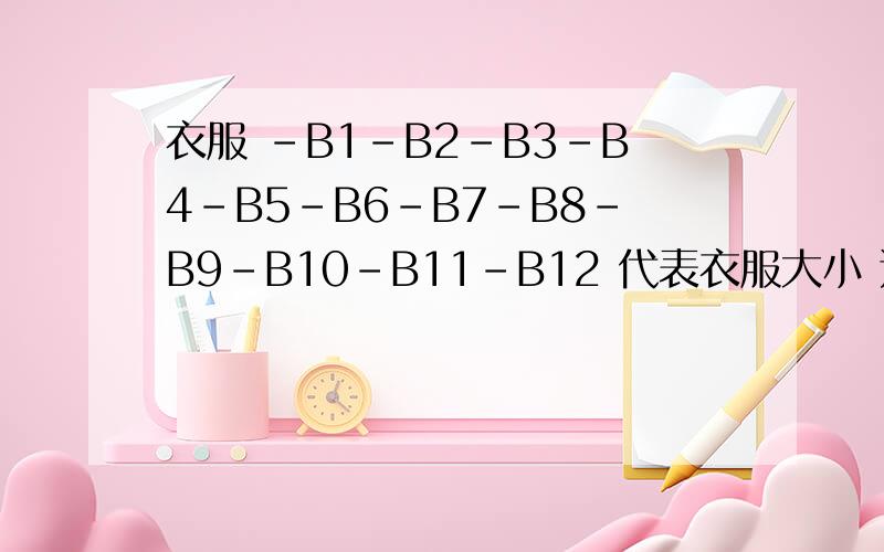 衣服 -B1-B2-B3-B4-B5-B6-B7-B8-B9-B10-B11-B12 代表衣服大小 还是类型 或者是肥瘦
